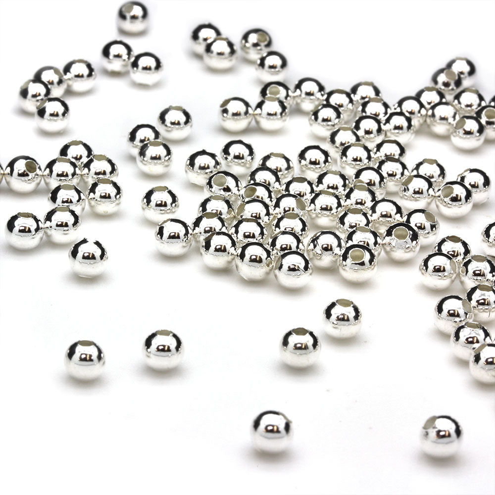Silver Plated Brass Round 5mm - Pack of 8