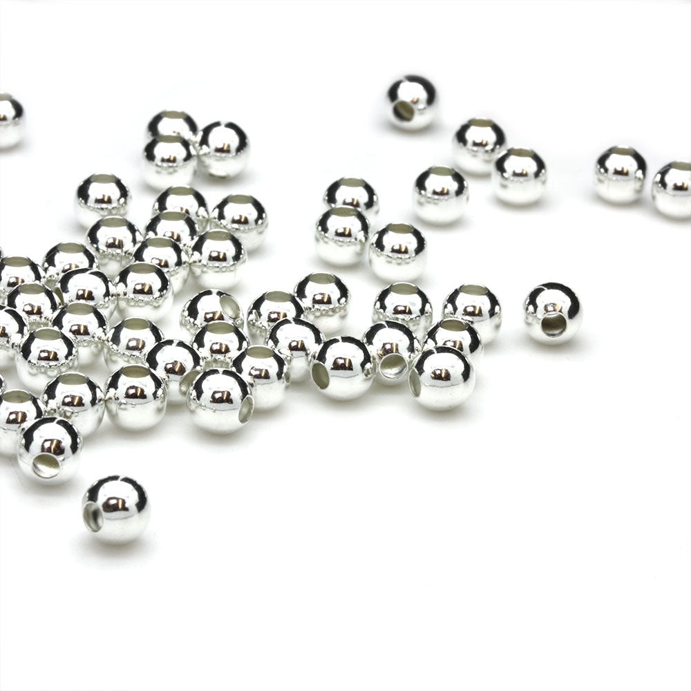 Silver Plated Brass Round 6.5mm - Pack of 6