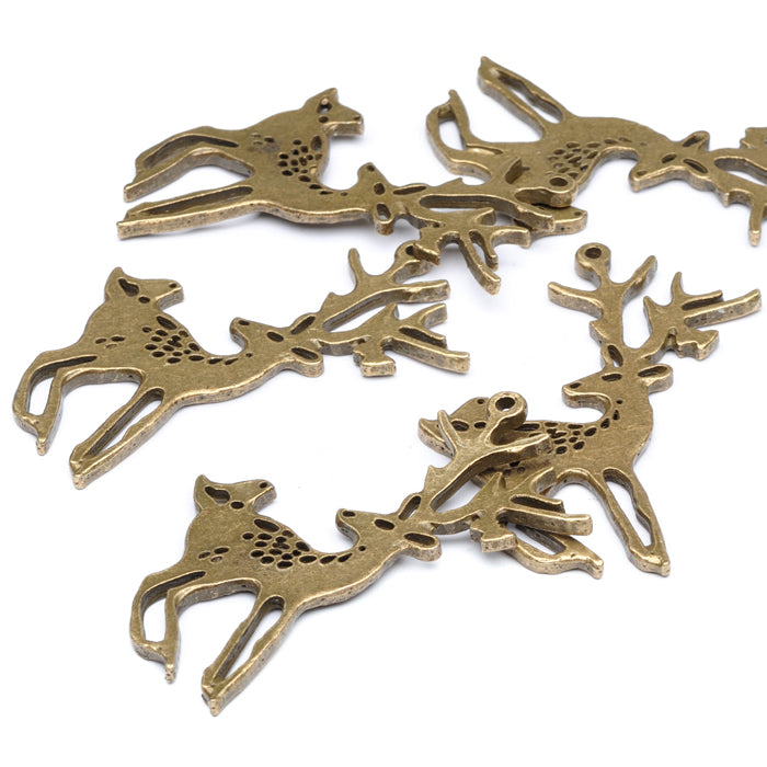 Deer & Bird Pendant Antique Gold 55x47mm - Pack of 10