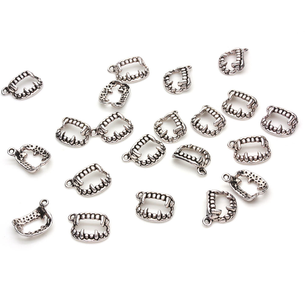 Fangs Antique Silver 12x16mm - Pack of 50