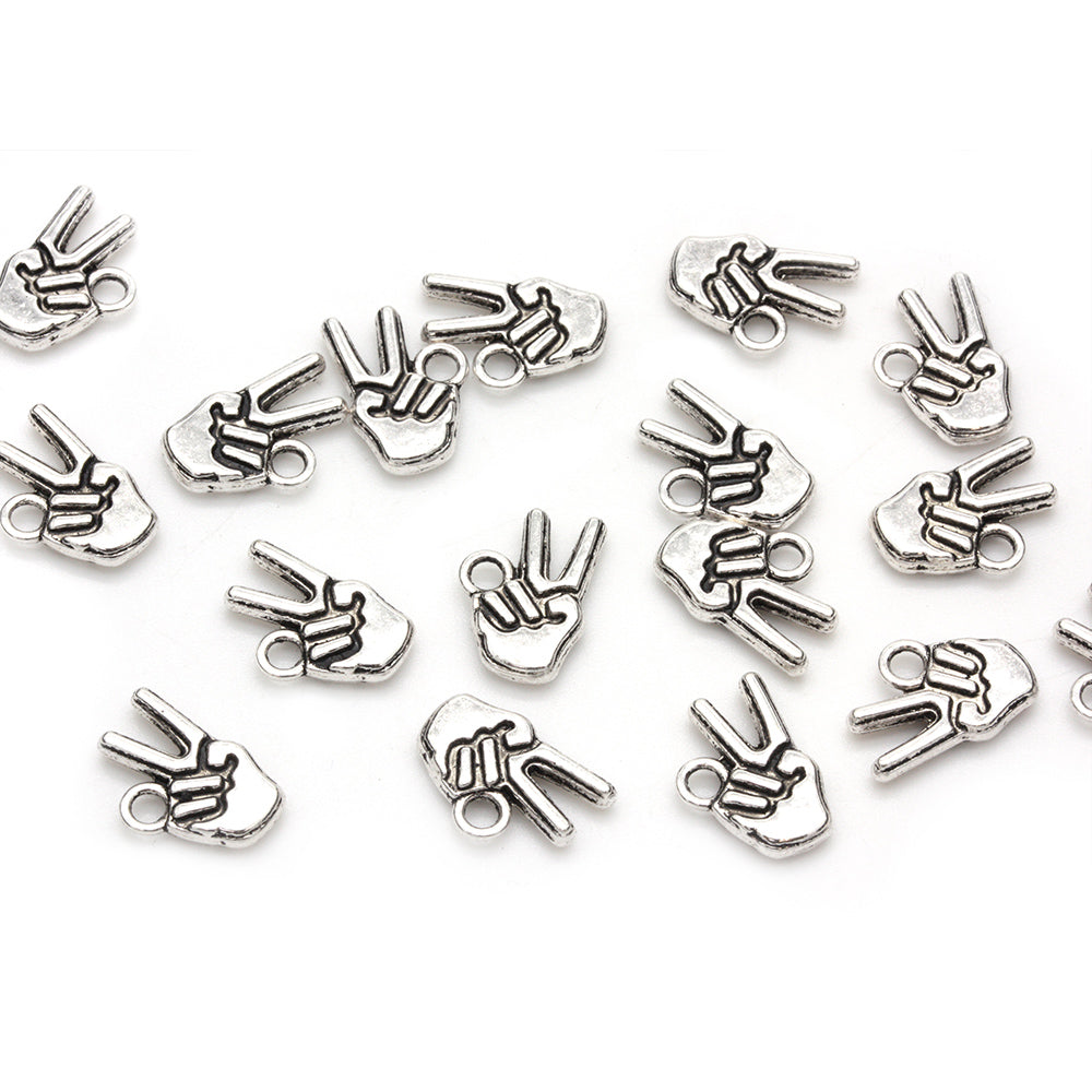 Peace Antique Silver 15x10mm - Pack of 40
