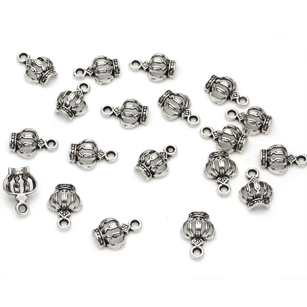 Crown Antique Silver 12x8mm - Pack of 50