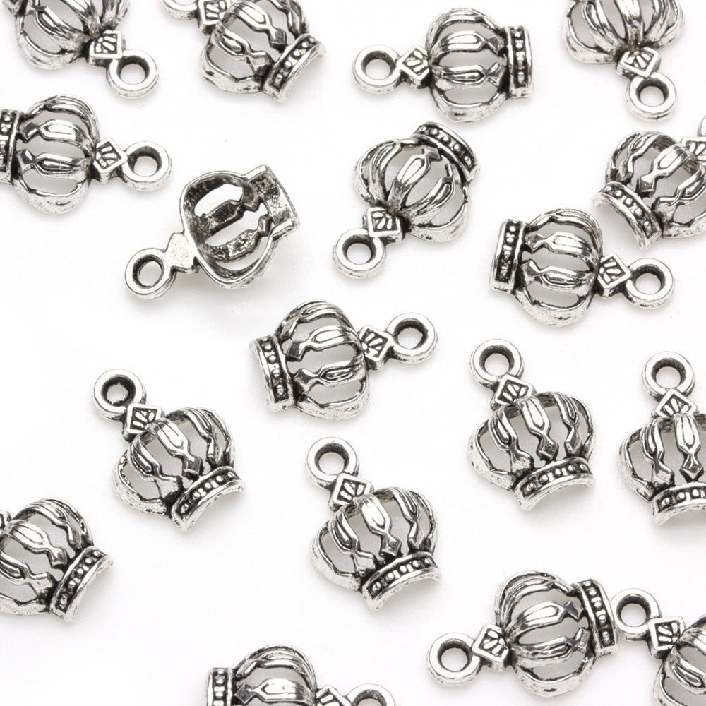 Crown Antique Silver 12x8mm - Pack of 50
