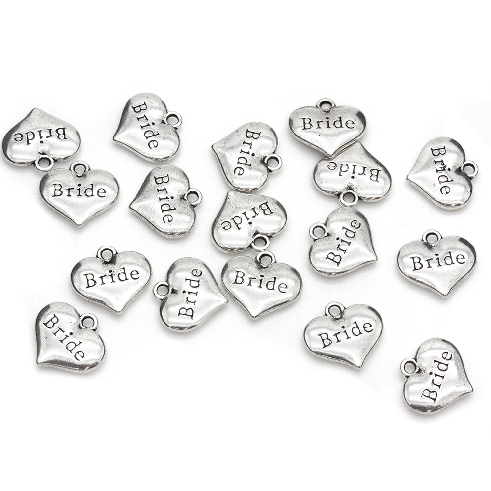 Bride Heart Antique Silver 14x15mm - Pack of 20