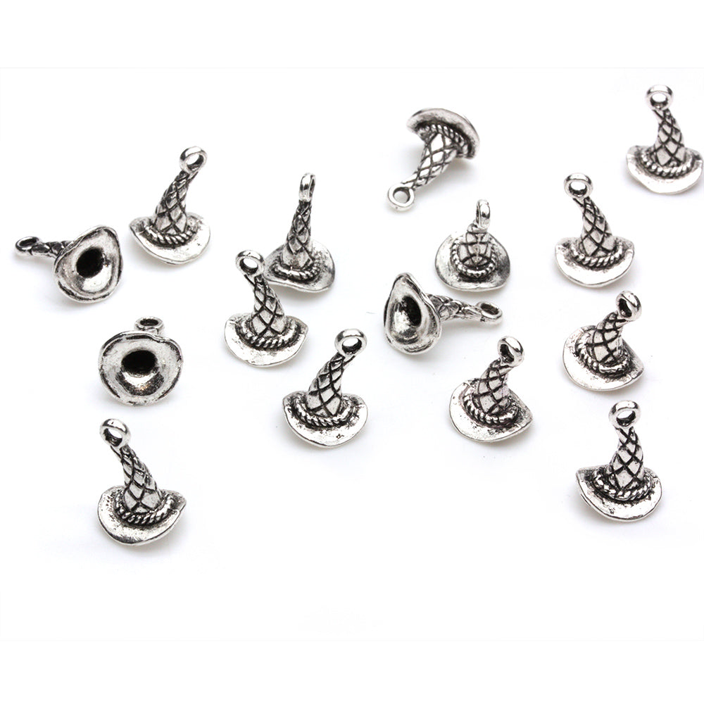 Hatched Hat Antique Silver 14x10mm - Pack of 50