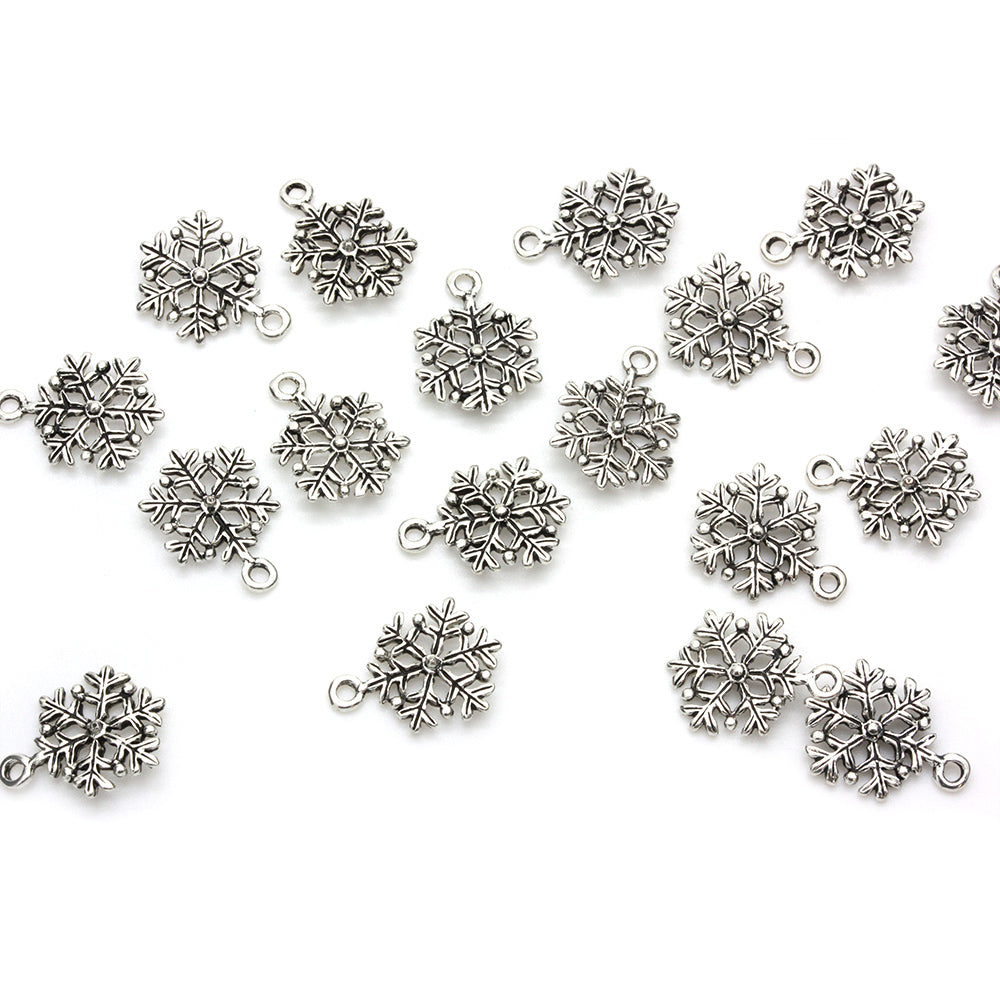Snowflake Antique Silver 17x12mm - Pack of 30