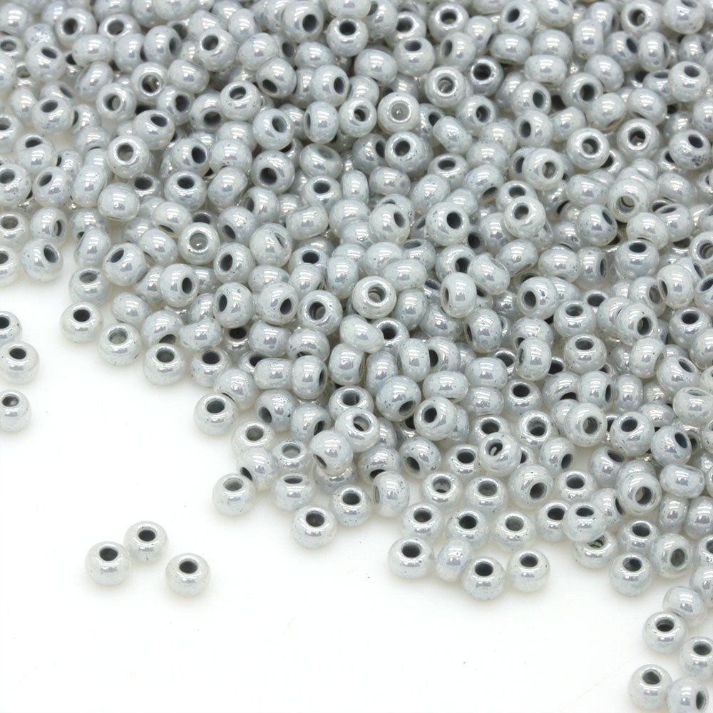 Pearlescent Czech Grey Glass Rocaille/Seed 8/0 Pack of 5g