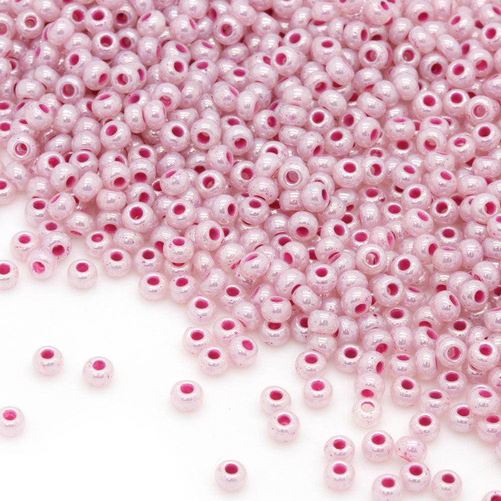 Pearlescent Czech Pink Glass Rocaille/Seed 8/0 Pack of 100g