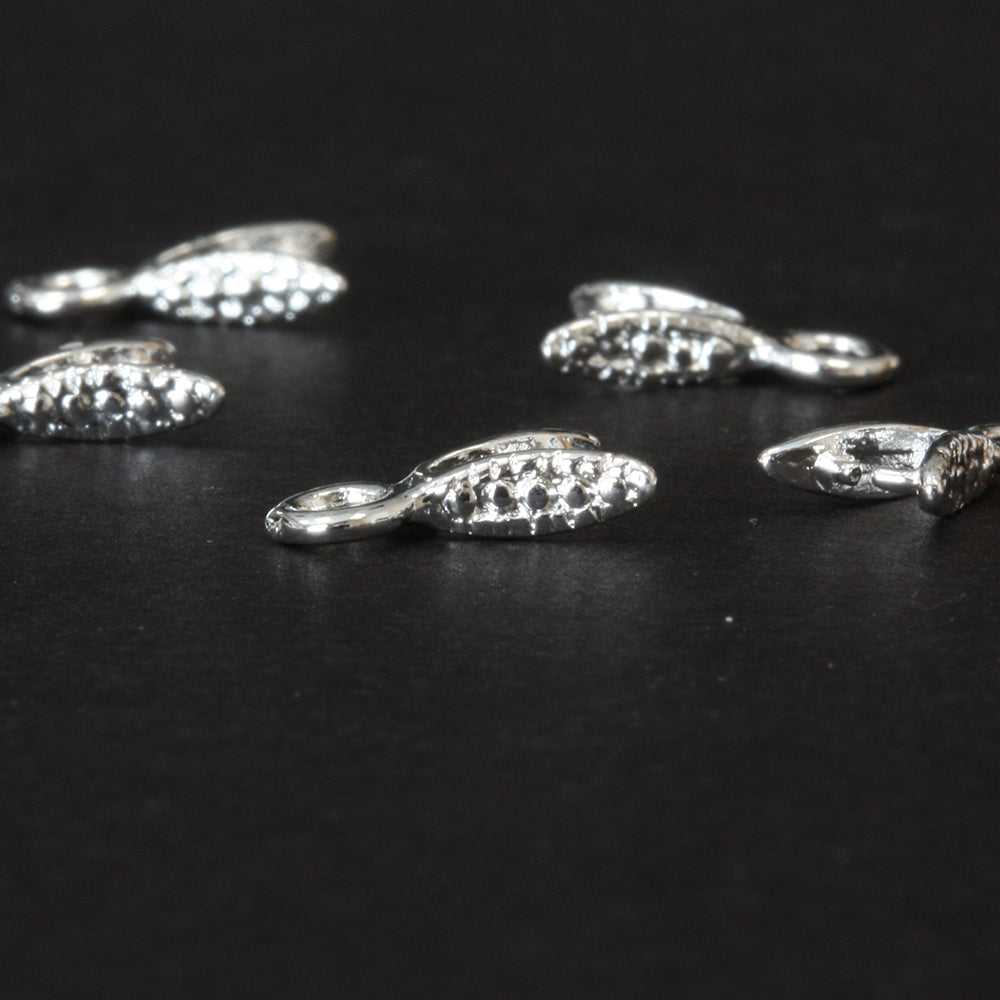 Leaf Pinch Bail Silver Plated 8x6mm - Pack of 20