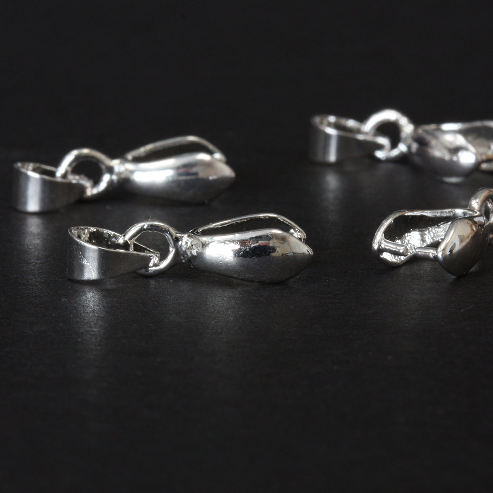 Dangle Pinch Bail Silver Plated 14x5mm - Pack of 20
