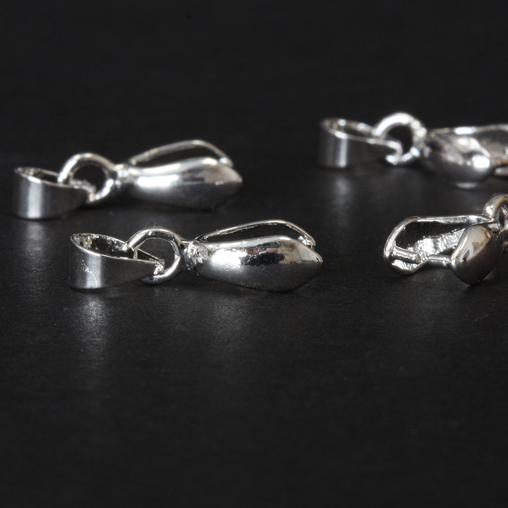 Dangle Pinch Bail Silver Plated 14x5mm Pack of 20