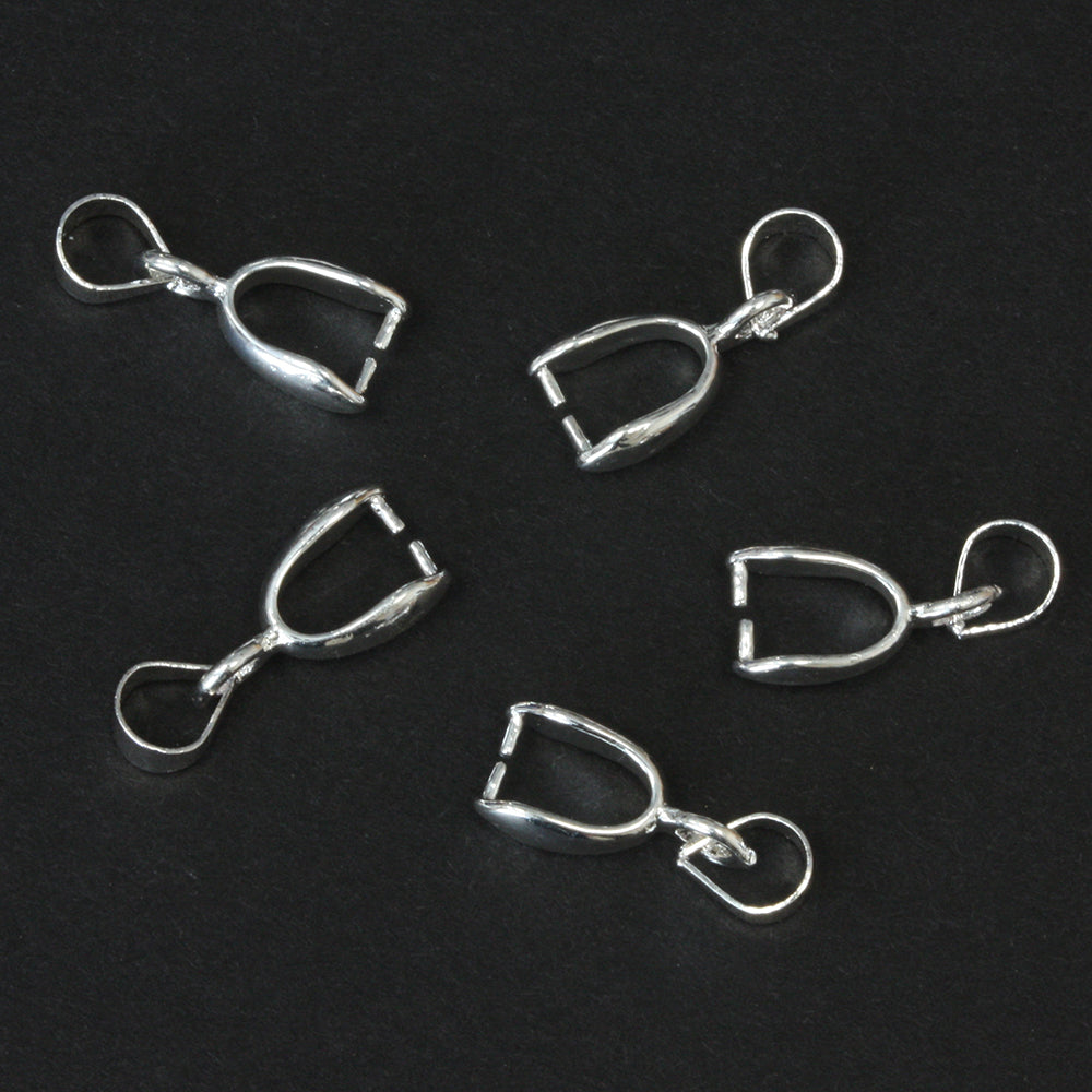 Dangle Pinch Bail Silver Plated 14x5mm - Pack of 20