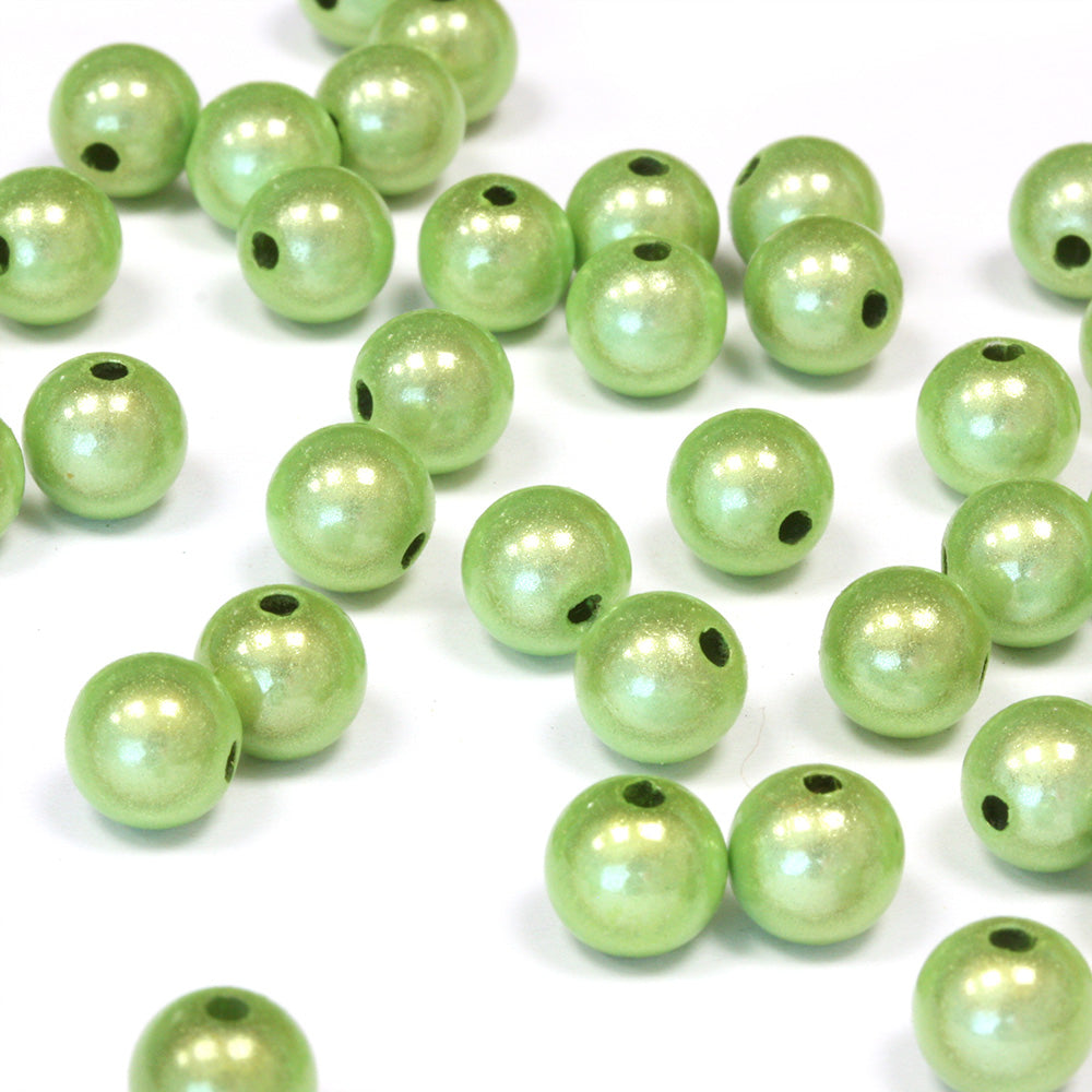 Miracle Bead Light Green Plastic Round 8mm - Pack of 100