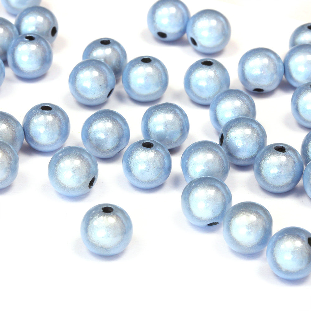 Miracle Bead Light Blue Plastic Round 8mm - Pack of 100