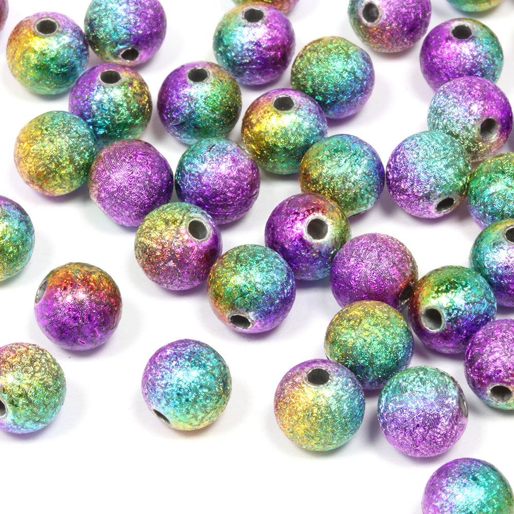 Stardust Metallised Plastic Beads Rainbow Mix 8mm Pack of 50