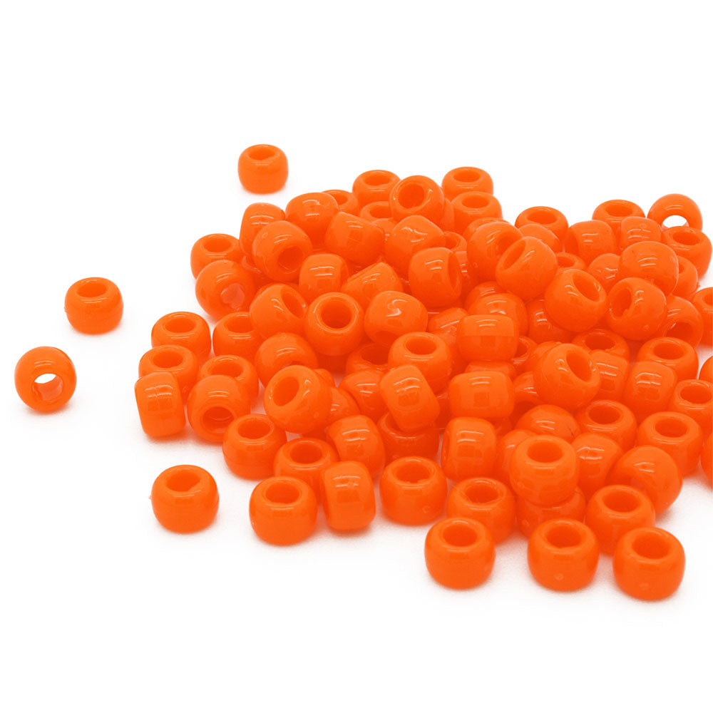 Neon Orange Plastic Barrel Pony 6x8mm-Pack of 500