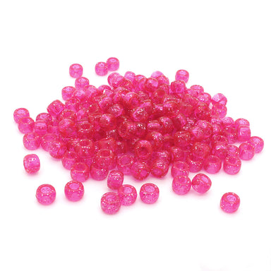 kids plastic glitter pink coloured  pony beads with large holes