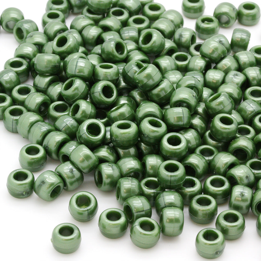 Bath Pearl Forest Green Plastic Barrel Pony 6x8mm-Pack of 500