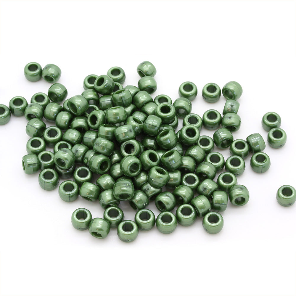 Bath Pearl Forest Green Plastic Barrel Pony 6x8mm-Pack of 500