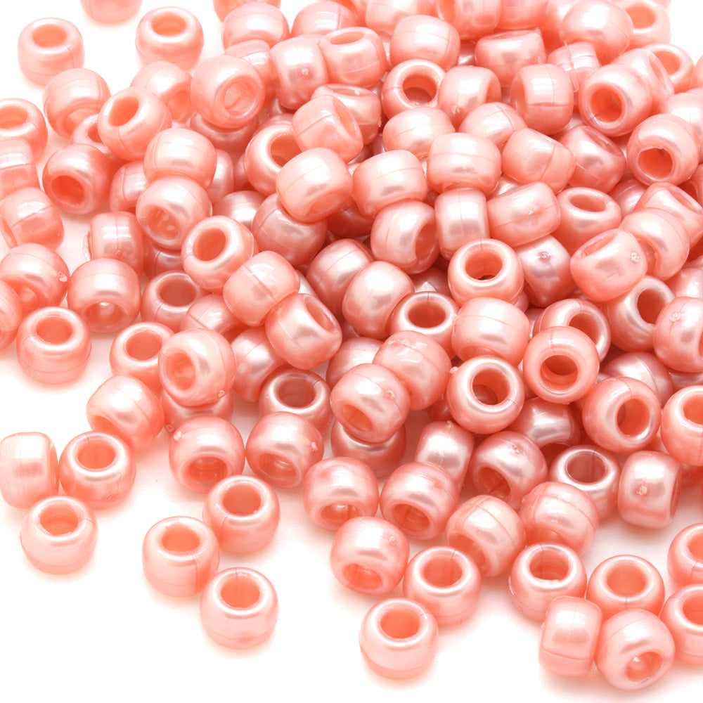 kids plastic bath pearl peach coloured  pony beads with large holes