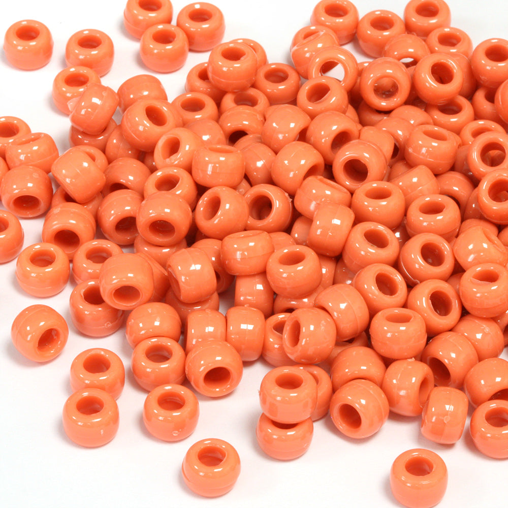 kids plastic coral coloured  pony beads with large holes