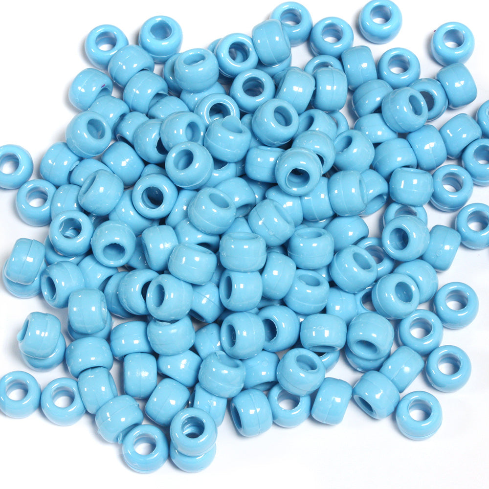 Opaque Baby Blue Plastic Barrel Pony 6x8mm - Pack of 500