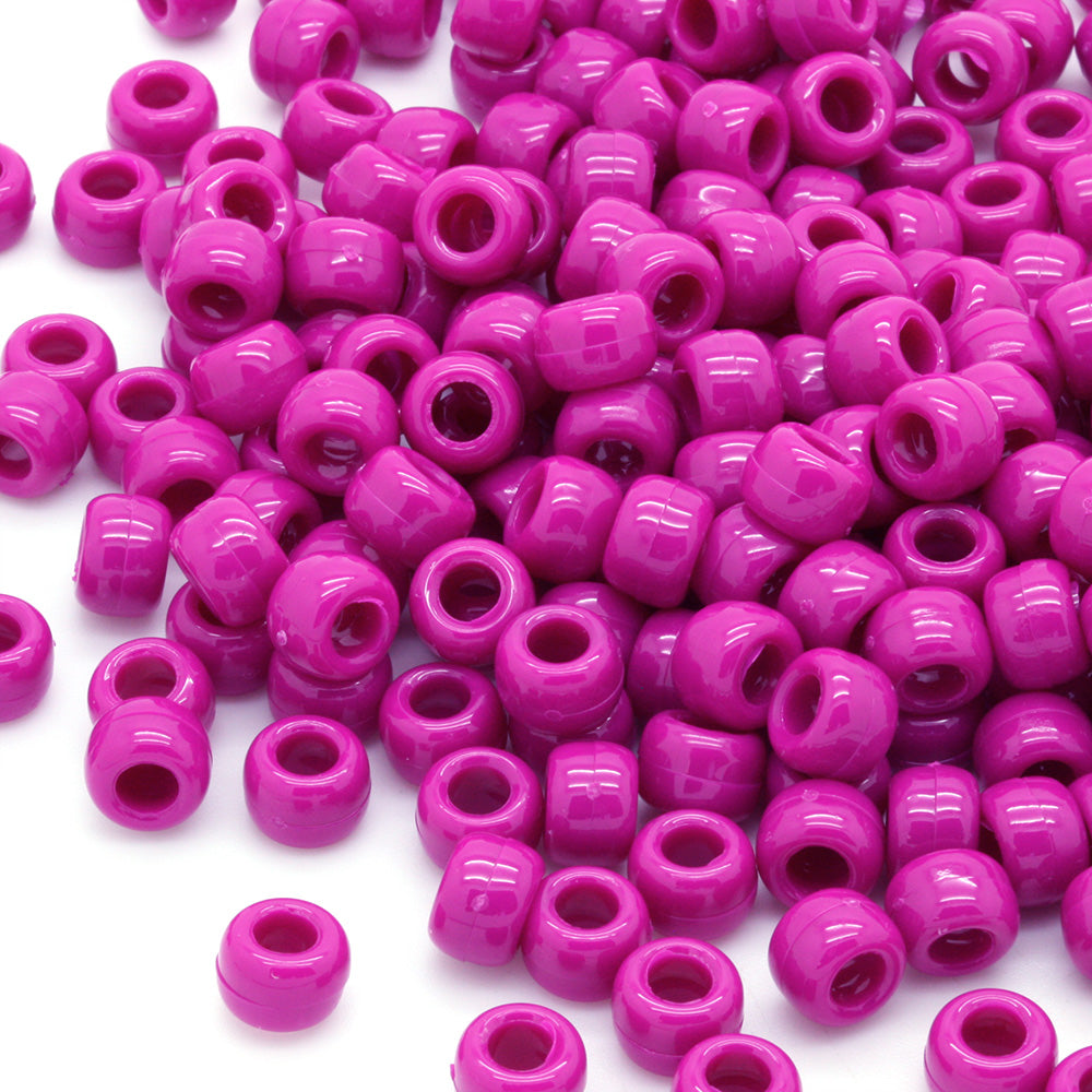 Opaque Mulberry Plastic Barrel Pony 6x8mm-Pack of 500