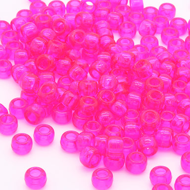kids plastic transparent pink coloured  pony beads with large holes
