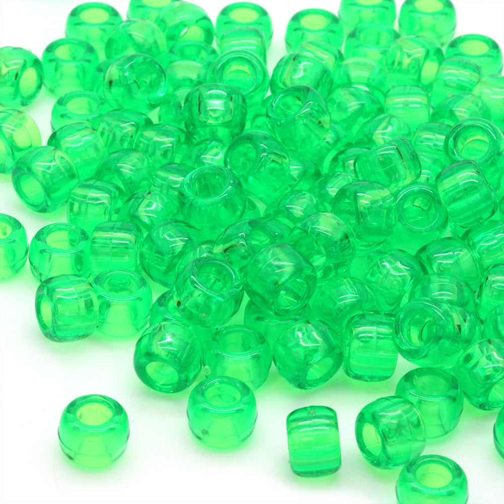 kids plastic transparent lime coloured  pony beads with large holes