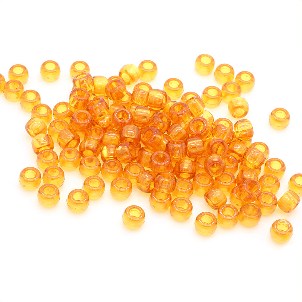 kids plastic transparent topaz coloured  pony beads with large holes
