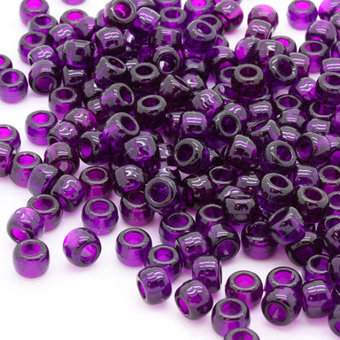 kids plastic transparent purple coloured  pony beads with large holes