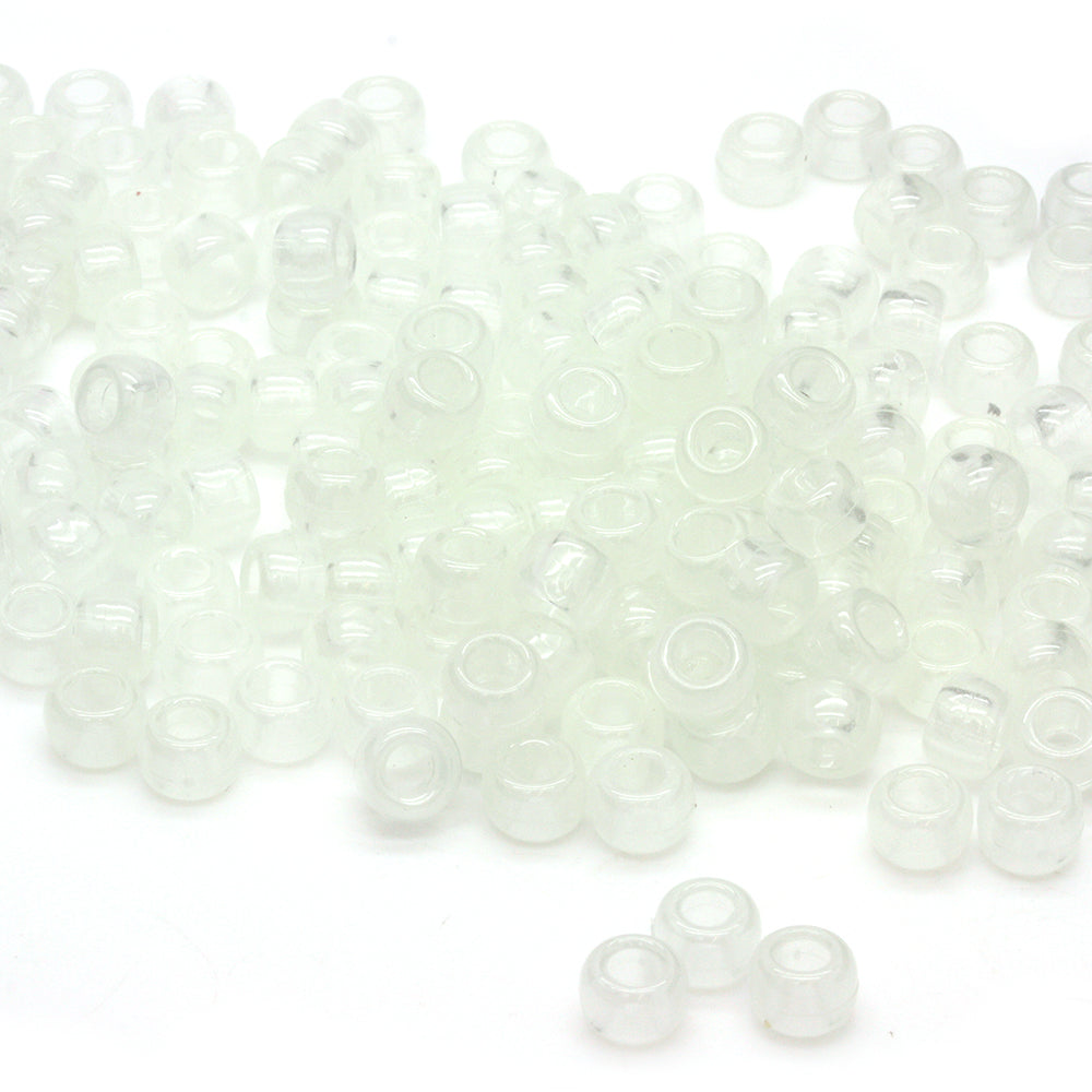 kids plastic glow in the dark clear  pony beads with large holes