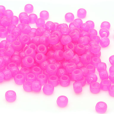 kids plastic glow in the dark pink coloured  pony beads with large holes