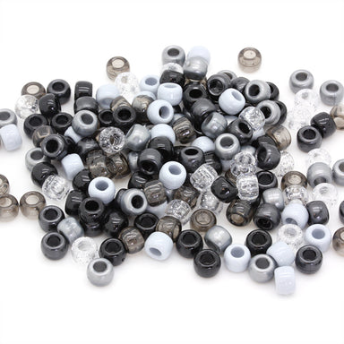 kids plastic mix of grey, black, white, clear pony beads with large holes