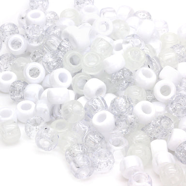 kids plastic mix of white  coloured  pony beads with large holes