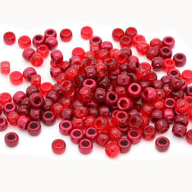 kids plastic mix of red coloured  pony beads with large holes