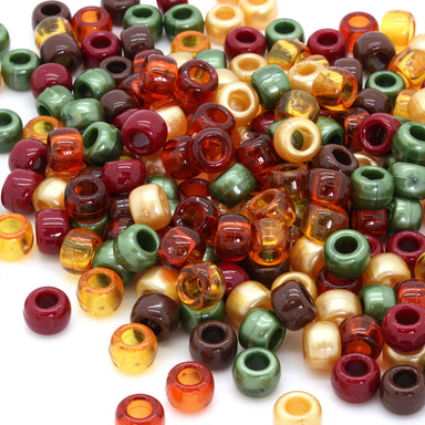 kids plastic mix of brown green amber pony beads with large holes