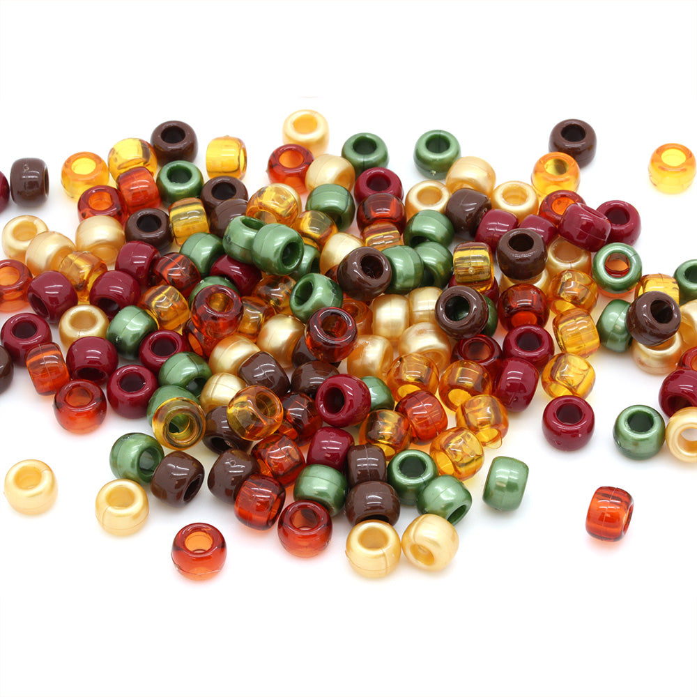 brown green amber pony bead mix