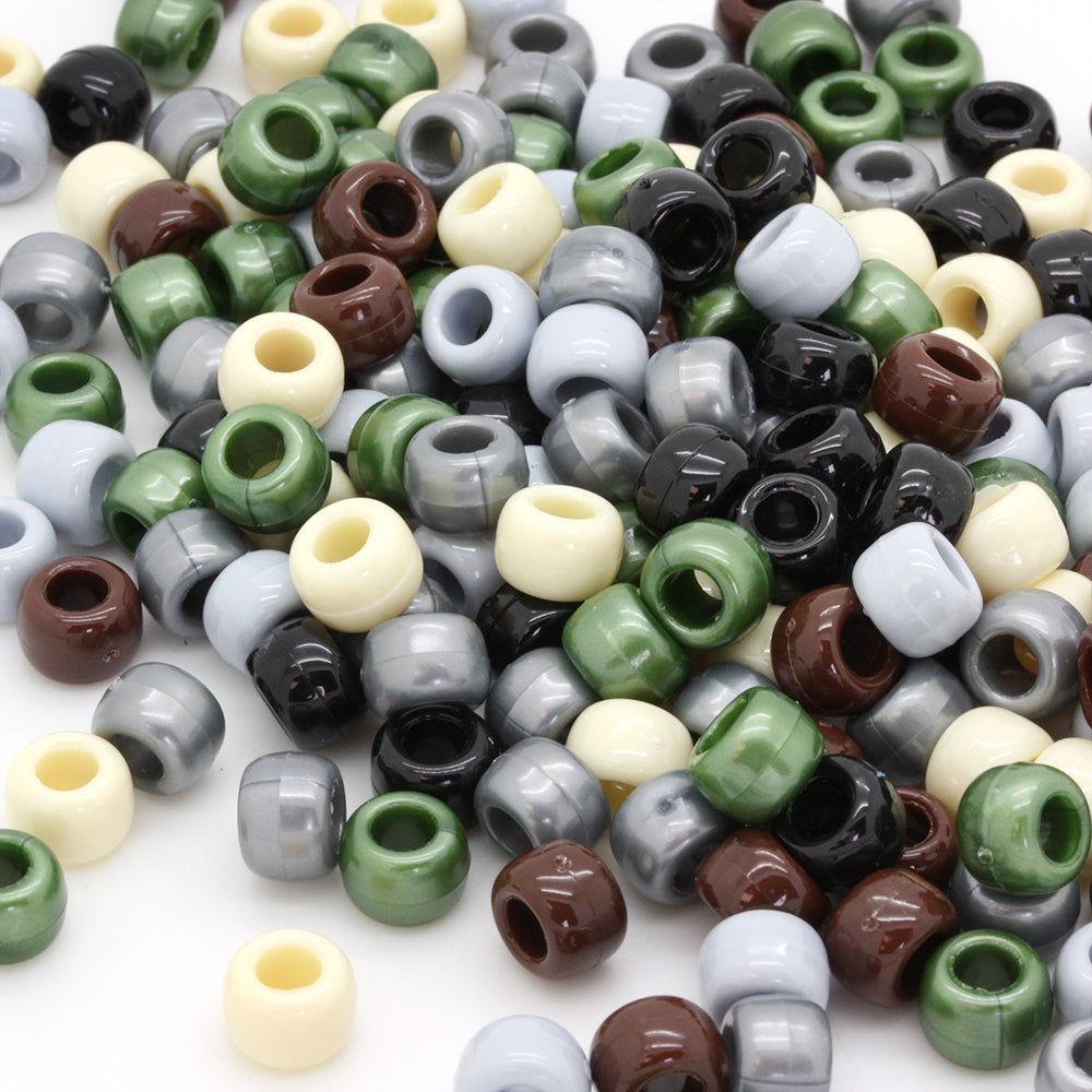 green brown silver pony bead mix