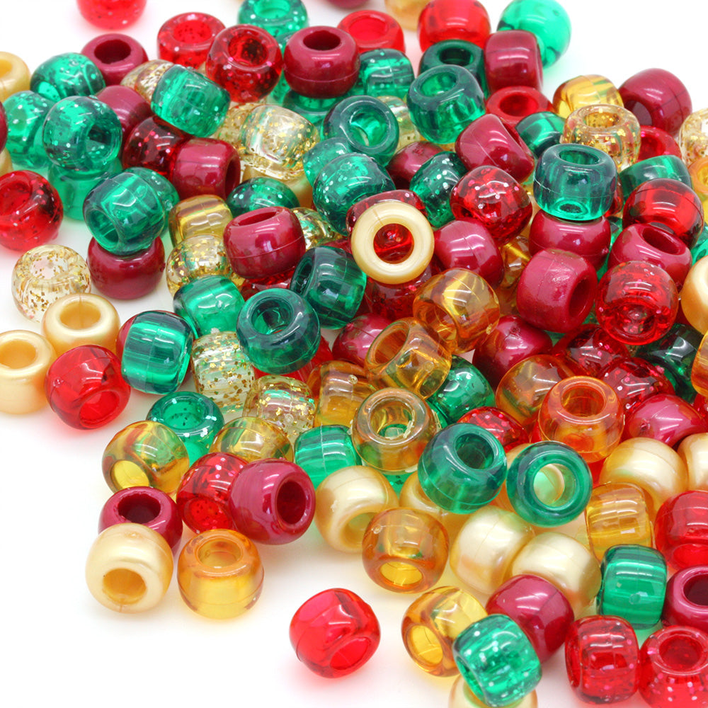 red green gold pony bead mix