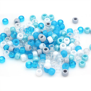 kids plastic mix of pale blue  coloured  pony beads with large holes