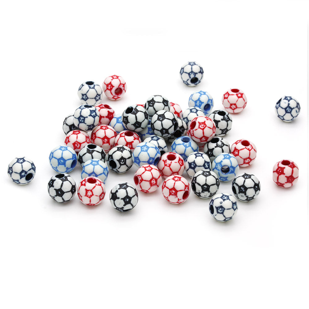 Football Mix Plastic Round 10mm-Pack of 50