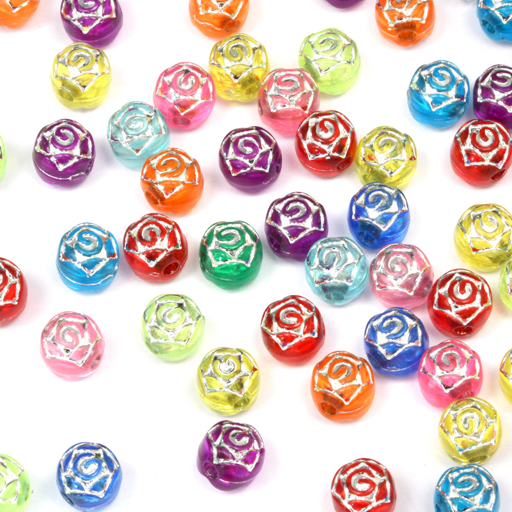 Plastic Flower Beads 6mm Mix - Pack of 200