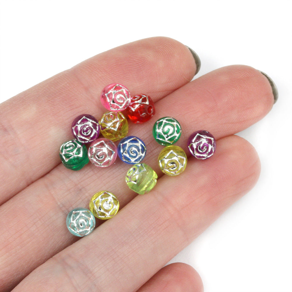 Plastic Flower Beads 6mm Mix - Pack of 200