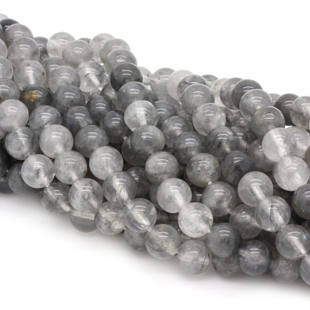 Quartz Round Beads Grey 8mm - 35cm Strand