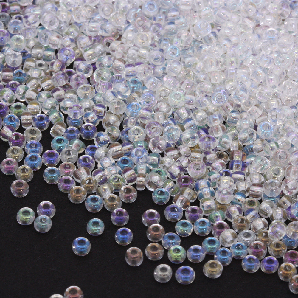 Rainbow Czech Clear Glass Seed Beads 8/0 - Pack of 20g