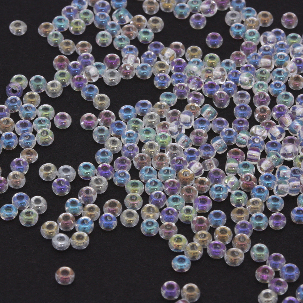 Rainbow Czech Clear Glass Seed Beads 8/0 - Pack of 20g