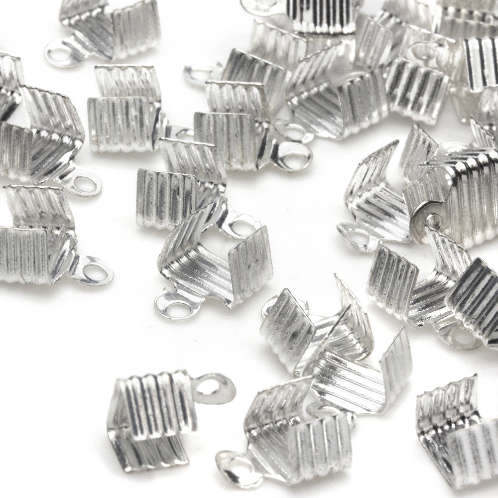 Ribbon Crimp Silver Plated 6x4mm-Pack of 100