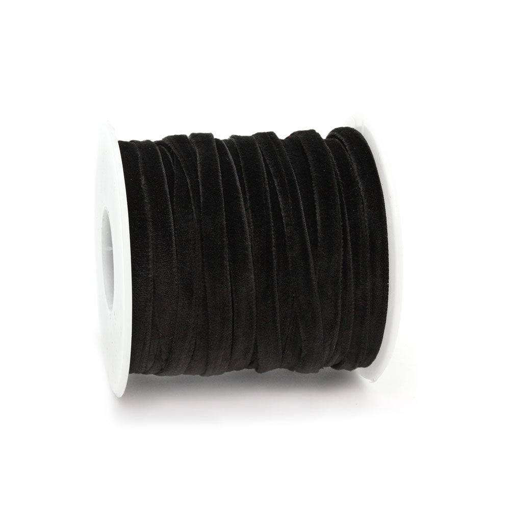 Velvet Ribbon Black 4mm - Reel of 20yds