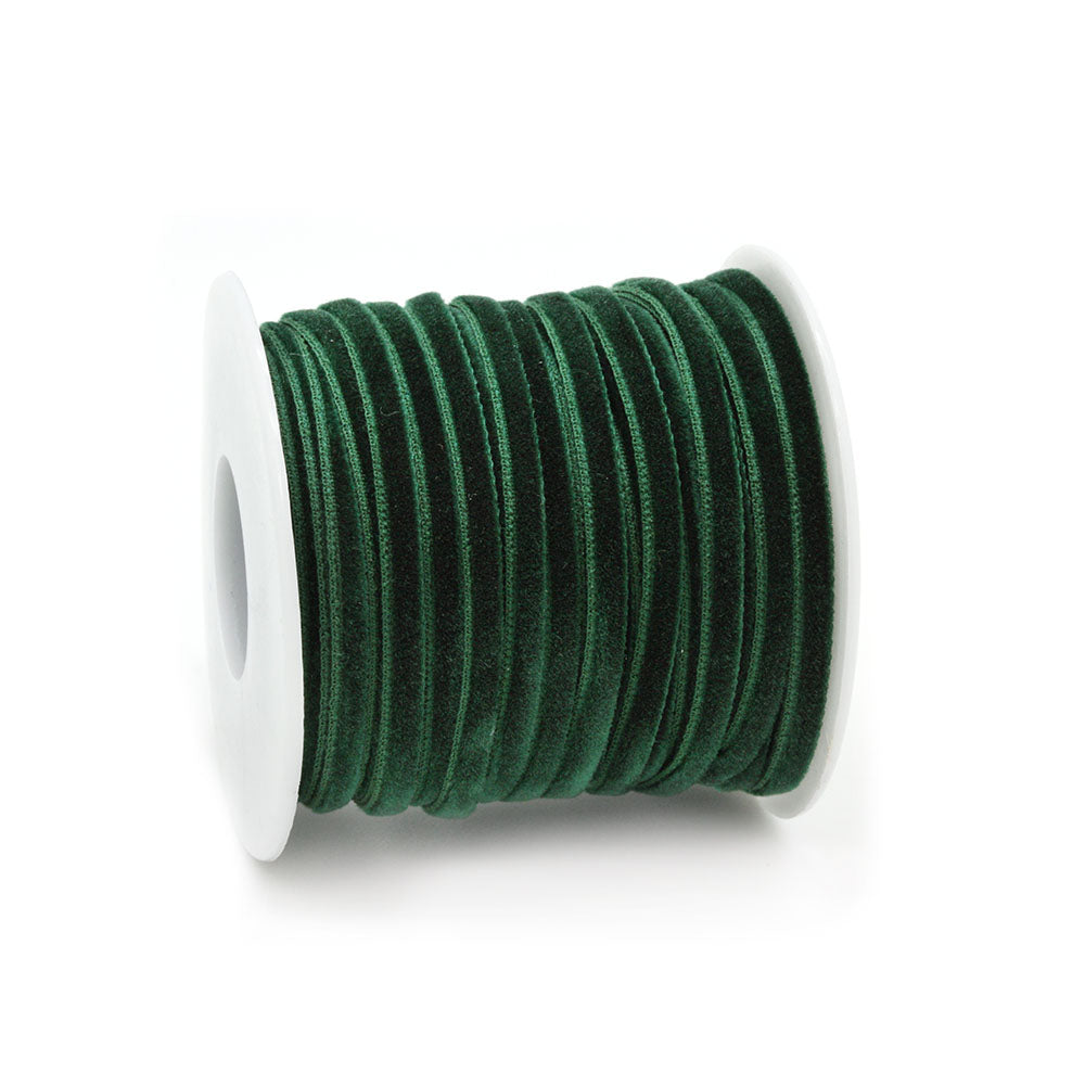 Velvet Ribbon Dark Green 4mm - Reel of 20yds